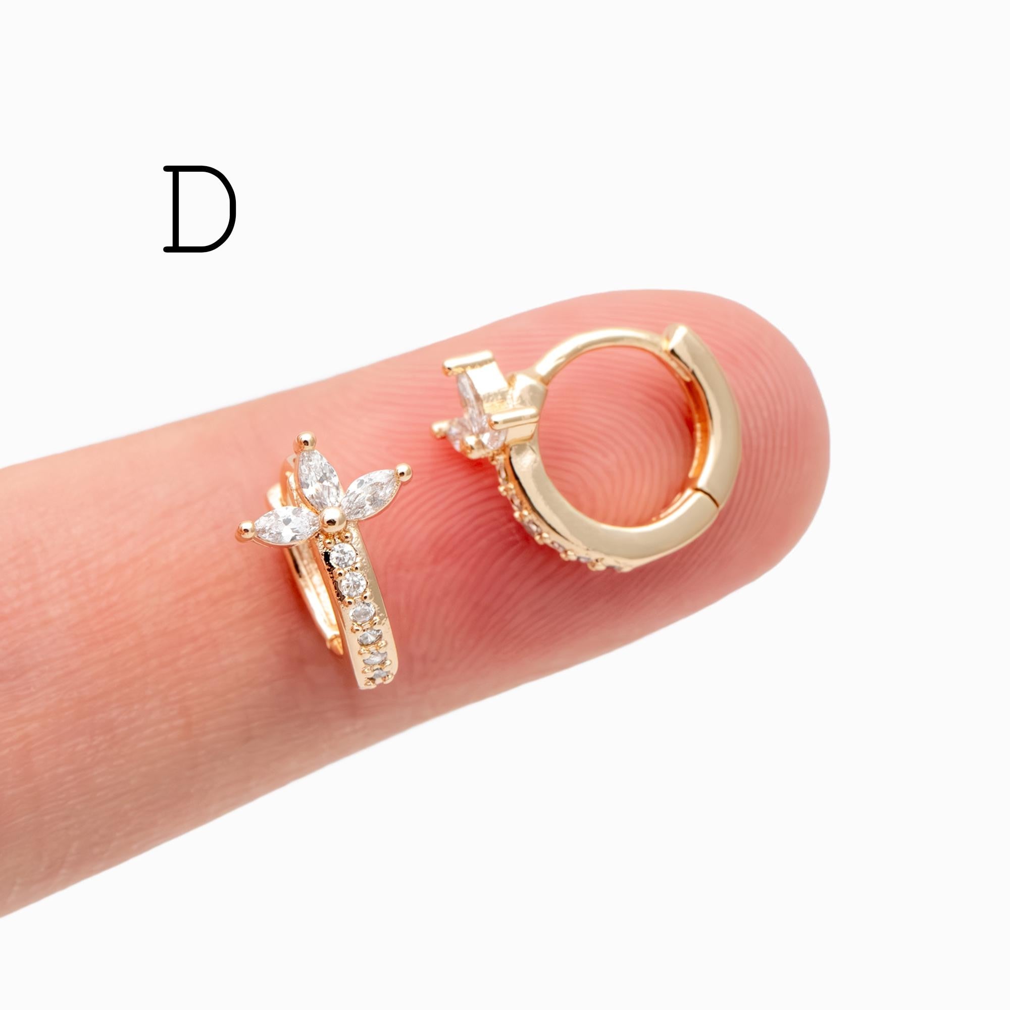 4pcs CZ Pave Tiny Hoop Earrings , Dainty Huggie Earrings, Minimalist Earring, Small Gold Hoops Earring (GB-3477)